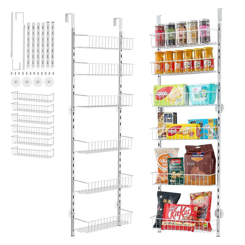 Amocart 6/8/9/10 Tier Over the Door Pantry Organizer Heavy-Duty Steel Hanging Spice Rack, Adjustable Wall Seasoning Shelves