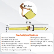 Charger l'image dans la visionneuse de galerie, Amocart Ratchet Tie Down Straps (4PK) 10000 lb Break Strength Double J Hook for Moving Securing Cargo Appliances Lawn Equipment
