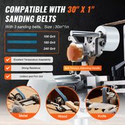 Bild in Galerie-Viewer laden, Amocart Belt Grinder Sander 30 x1-Inch Variable Speed Belt Polisher W/VFD 550W Grinding Polishing for Metalworking Knife Making
