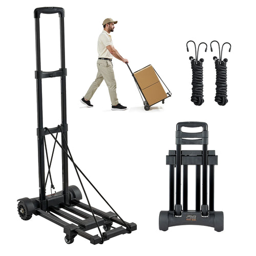 Amocart 290LBS Folding Hand Truck Collapsible Luggage Cart with 4 Wheels & Expandable Base Platform Dolly for Cargo Moving