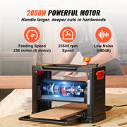 Charger l'image dans la visionneuse de galerie, Amocart Electric Thickness Planer Benchtop 13inch Wood Planer with 3 Blades Two Speed 15-Amp 2000W for DIY Woodworking Planing
