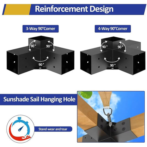 SucceBuy Pergola Bracket Kit 160x160 x150cm 4pcs 3/4Way Easy Installation For Gazebos Patio Pergolas Log Cabin Outdoor Hardware