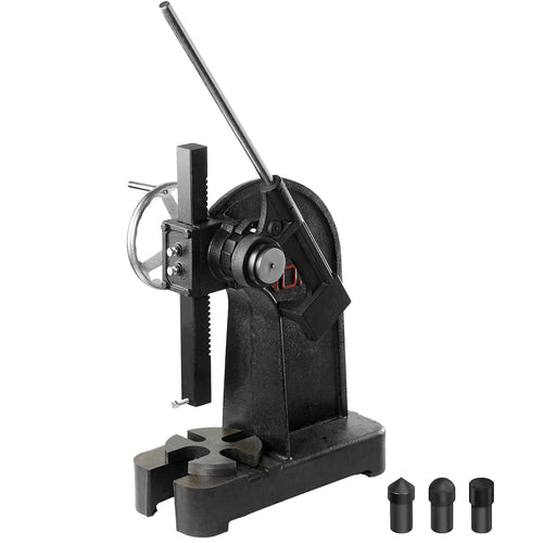 Amocart Arbor Press 3T Ratchet Type Arbor Press Ratchet Leverage Arbor Press with Handwheel CastIron Manual Desktop Punch Press
