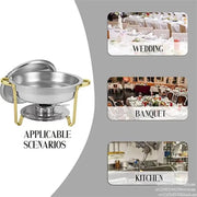 Charger l'image dans la visionneuse de galerie, Amocart 4 Pack Chafing Dish Buffet Set Stainless Steel Chafer w/4 Full Size Pan Round Catering Warmer Server for Party Banquets
