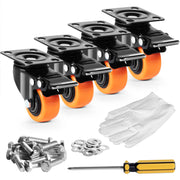 Bild in Galerie-Viewer laden, Amocart 2/3/4/5/6-inch Swivel Plate Casters Set of 4 with Security Dual Locking PVC Caster Wheels for Cart Furniture Workbench
