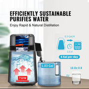Charger l'image dans la visionneuse de galerie, Amocart Water Distiller 4L 1.05 Gallon Pure Water Purifier Filter Countertop 750W Distilled Water MakerInterior Distiller
