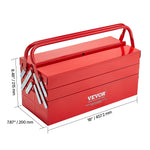 Amocart 18in Metal Tool Box 3-Tier 5-Tray Portable Folding Tool Chest Organizer with Handle Toolbox for Warehouse Repair Shop