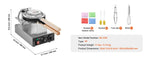 Amocart Commercial Egg Bubble Waffle Maker 1400W Non-Stick Stainless Steel Bubble Puff w/180° Rotatable 2 Pans & Wooden Handles