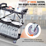 Amocart 3 Tier Folding Rolling Utility Cart Storage Shelf Movable Gap Rack Serving Cart Slide Organizer for Kitchen Bathroom