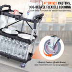 SucceBuy 3 Tier Folding Rolling Utility Cart Storage Shelf Movable Gap Rack Serving Cart Slide Organizer for Kitchen Bathroom