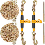 SucceBuy 2PCS Ratchet Chain Binder 3/8"-1/2" with G80 Chains 12000 lbs Adjusting Handle  Hauling for Flatbed Truck Trailer