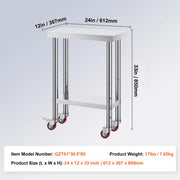 Charger l'image dans la visionneuse de galerie, Amocart Stainless Steel Kitchen Worktable shelves Commercial Work Bench Table with Caster Wheels for Home Restaurant Storage
