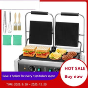Charger l'image dans la visionneuse de galerie, Amocart Commercial Panini Grill 3600W Electric Sandwich Panini Maker 19"x9" Full Grooved Enamel Plate for Hamburger Steak Bacon
