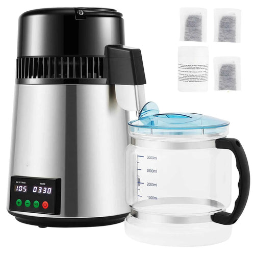 Amocart 4L Water Distiller Purifier Filter 1 L/H Distilling Speed Dispenser Drinking Bottle Softener Touch Screen Home Use