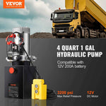 Amocart Hydraulic Pump 4/10/20 Quart Hydraulic Power Unit Single Acting Dump Trailer Pump DC 12V Hydraulic Pump for Car Lifting