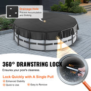 Bild in Galerie-Viewer laden, Amocart 18/15Ft Round Pool Cover Solar Covers for Above Ground Pools Safety Pool Cover with Drawstring Design Black
