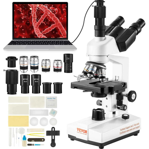 Amocart Compound Trinocular Microscope 40X-2500/40X-5000X Magnification Lab Microscope w/ LED Illumination & External Interface