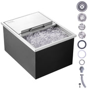 Charger l'image dans la visionneuse de galerie, Amocart Drop in Ice Chest Stainless Steel Ice Cooler Commercial Ice Bin with Sliding Cover Outdoor Kitchen Ice Bar
