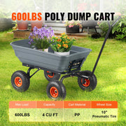 Bild in Galerie-Viewer laden, Amocart Dump Cart Poly Garden Dump Cart Easy to Assemble Steel Frame Dump Wagon with 2-in-1 Convertible Handle Safe Transport
