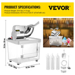 SucceBuy Electric Snow Cone Machine Ice Shaver Crusher Granizing Glass Blender Mixer Chopper Stainless Steel Colder Commercial