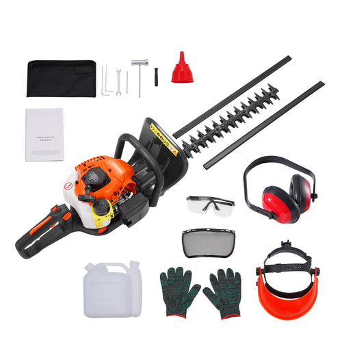 Amocart 23.2-inch 26CC 2 Cycle Gas Hedge Trimmer Gas Powered Handheld Hedge Trimmer 180° Adjustable for Trimming Shrubs Bushes