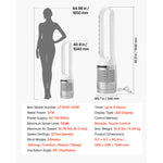 Amocart Bladeless Tower Fan 65°/80° Oscillating Standing Fan 8/12 Speeds & 8/9-Hour Timer 14.76/15.42 ft High Velocity for Home