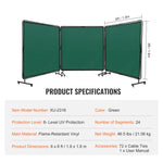 SucceBuy Welding Screen with Frame 6' x 6' 3 Flame-Resistant Vinyl Welding Protectionon 12 Swivel Wheels for Workshop Red/Green