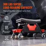 SucceBuy Rolling Mechanic Seat 300 LBS with Wheels Tool Trays Drawer Heavy Duty Roller Creeper Seat for Garage DIY Automotive