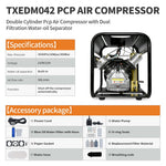 TUXING TXEDM042 300Bar PCP Air Compressor High Pressure Auto Stop With Double Filter Device for Scuba Diving Tank PCP Air Rifle