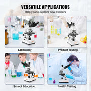 Bild in Galerie-Viewer laden, Amocart Compound Trinocular Microscope 40X-2500/40X-5000X Magnification Lab Microscope w/ LED Illumination &amp; External Interface
