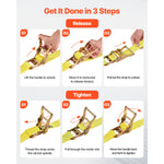 SucceBuy Ratchet Straps 2in x 15ft 30 Pack 4400 lbs Break Strength & 1460 lbs Rated Load Tie Down Ratcheting for Moving Trailers