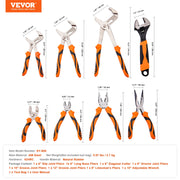Charger l'image dans la visionneuse de galerie, Amocart 8-Piece Pliers Set 8" Linesman's Pliers 6" Slip Joint Pliers Long Nose Pliers 6" Diagonal Cutter 10" Adjustable Wrench
