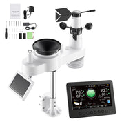 Load image into Gallery viewer, Amocart 7-in-1 Wi-Fi Weather Station 7-In TFT Display Solar Powered Outdoor Sensor, Rain Gauge, Indoor Outdoor Weather Forecast
