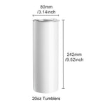 Amocart 8/12/14/16/24/50PC Straight Sublimation Tumblers Blank Tumbler Bulk Stainless Steel Double Tumbler Cups Heat Transfer