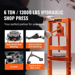 Amocart Hydraulic Shop Press 6T H-Frame Hydraulic Garage/Shop Floor Press Shop Press with Press Plates for Garage Shop Workshop