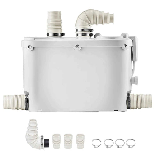 SucceBuy Macerator Pump 500W 29 GPM Flow 26ft/8m Head Sewerage Toilet Pump for Kitchen, Basement, Shower, Sink, Laundry, Bathtub