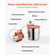 Load image into Gallery viewer, Amocart 3.5 CFM Single Stage Pump &amp; 3 Gallon Vacuum Chamber Degassing Chamber Kit for Stabilizing Wood Degassing Silicone Resin
