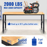 Bild in Galerie-Viewer laden, Amocart 2000 lbs Adjustable Garage Workbench 48/61" L x 20" W Work Table with 28.3"-38.1" Height &amp; Hardwood Top for Office Home
