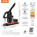 Amocart Button Maker 25/32/58 Pin Maker with Button Parts Ergonomic Arc Handle Punch Press Kit Button Maker Machine