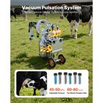 SucceBuy Electric Cow Milking Machine 6.6 Gal 25L 304 Stainless Steel Bucket Food-Grade Teat Cups Silicone Hose Wheels for Cow