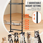 SucceBuy Pet Feeding Station with Storage Raised Dog Bowl Stand w/ Shelves Pet Toy Storage Organizer for Large Medium Small Dogs