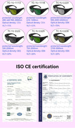 CE EN207 OD6+ 190-540nm Laser Eye Protection Anti-Scratch PC Laser Eyewear for Engraving Marking Industrial Laser Safety Goggle