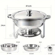 Charger l'image dans la visionneuse de galerie, Amocart 4 Pack Chafing Dish Buffet Set Stainless Steel Chafer w/4 Full Size Pan Round Catering Warmer Server for Party Banquets
