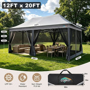 Load image into Gallery viewer, 12x20 Pop Up Gazebo on Clearance with Mosquito Netting, Light Gray | Pop Up Canopy Tent, Adjustable Height, Easy, Customized
