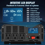 Bild in Galerie-Viewer laden, Amocart Pure Sine Wave Power Inverter 2500W/3500W/5000W 12V DC to 120V AC Aluminum Alloy LCD Screen &amp; LED Indicators Power Use
