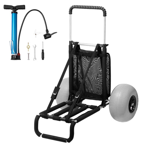 Amocart Beach Dolly with Big Wheels for Sand 165LBS Loading Capacity Folding Sand Cart with Cargo Deck Balloon Wheels for Beach