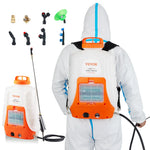 SucceBuy Battery Powered Backpack Sprayer Adjustable Pressure 4 Gallon Tank with 8/ 6 Nozzles 2 Wands for Weeding Spraying Cleaning