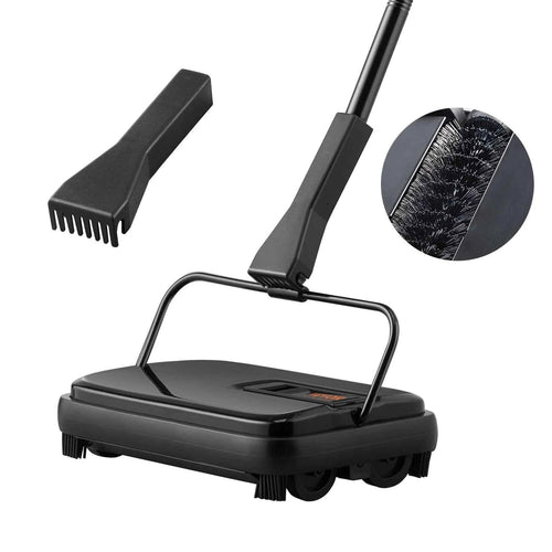 SucceBuy Manual Carpet Sweeper 7.87 in Sweeping Paths 300ml Dustbin Capacity w/ Comb for Home Rugs Hardwood Surfaces Wood Floors