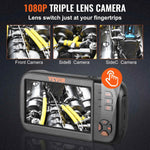 Amocart Triple Lens Borescope Camera 1080P 4.5" IPS Screen Endoscope Inspection Camera w/ IP67 Waterproof Industrial Endoscope
