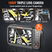 Load image into Gallery viewer, Amocart Triple Lens Borescope Camera 1080P 4.5" IPS Screen Endoscope Inspection Camera w/ IP67 Waterproof Industrial Endoscope
